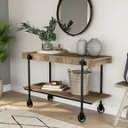 Console de Ferme avec Roues Décoratives et Étagère Inférieure – Plusieurs Couleurs