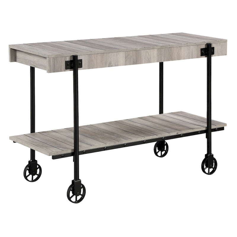 Console de Ferme avec Roues Décoratives et Étagère Inférieure – Plusieurs Couleurs