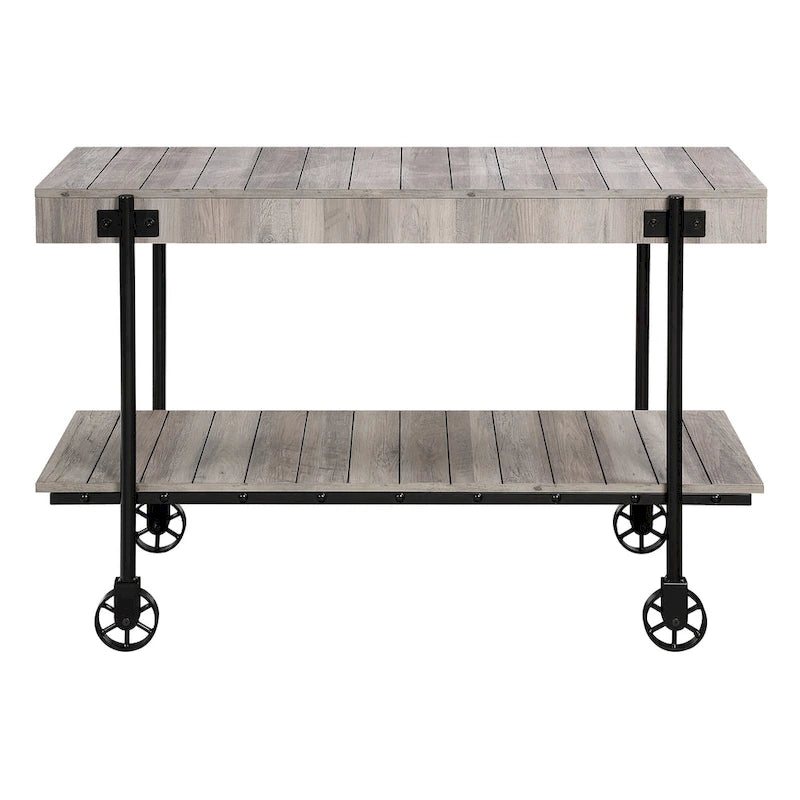 Console de Ferme avec Roues Décoratives et Étagère Inférieure – Plusieurs Couleurs