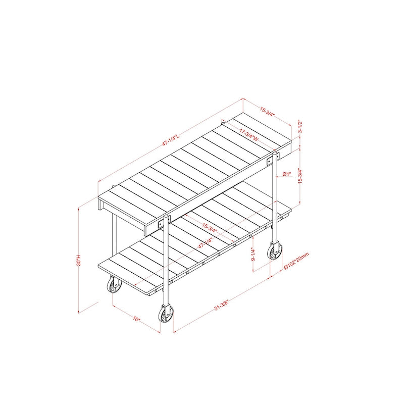Console de Ferme avec Roues Décoratives et Étagère Inférieure – Plusieurs Couleurs