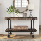 Console de Ferme avec Roues Décoratives et Étagère Inférieure – Plusieurs Couleurs