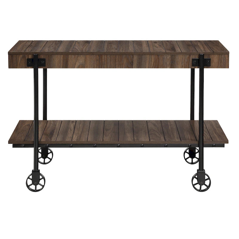 Console de Ferme avec Roues Décoratives et Étagère Inférieure – Plusieurs Couleurs