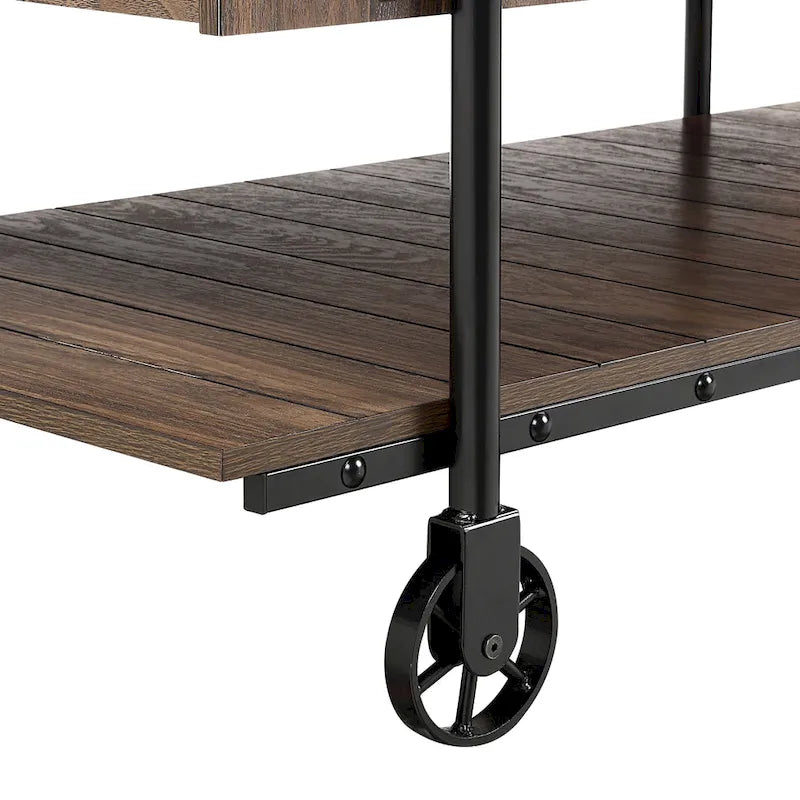 Console de Ferme avec Roues Décoratives et Étagère Inférieure – Plusieurs Couleurs