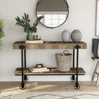 Console de Ferme avec Roues Décoratives et Étagère Inférieure – Plusieurs Couleurs