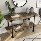 Console de Ferme avec Roues Décoratives et Étagère Inférieure – Plusieurs Couleurs