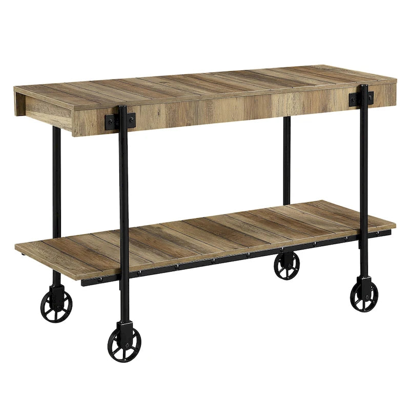 Console de Ferme avec Roues Décoratives et Étagère Inférieure – Plusieurs Couleurs