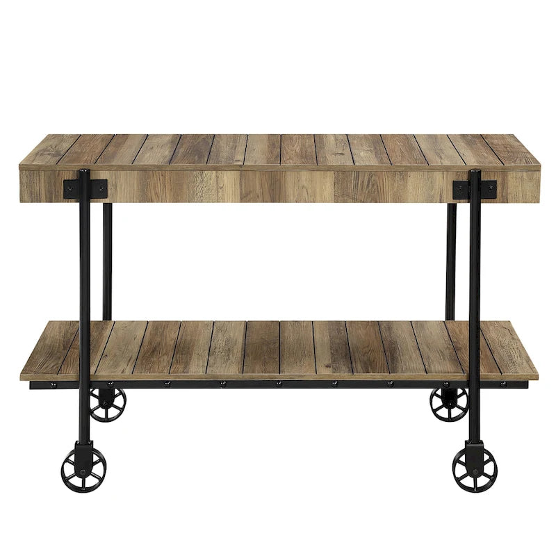 Console de Ferme avec Roues Décoratives et Étagère Inférieure – Plusieurs Couleurs