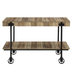 Console de Ferme avec Roues Décoratives et Étagère Inférieure – Plusieurs Couleurs