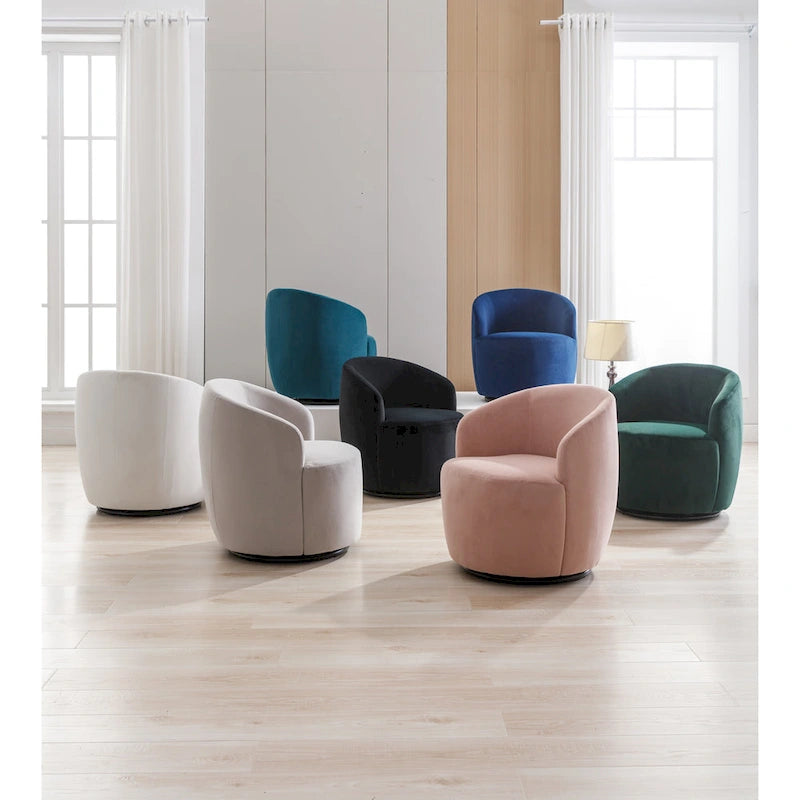 Fauteuil d'appoint pivotant en velours – 1 place, plusieurs couleurs