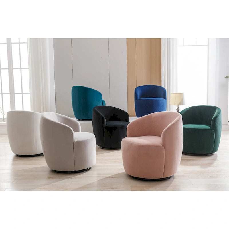 Fauteuil d'appoint pivotant en velours – 1 place, plusieurs couleurs