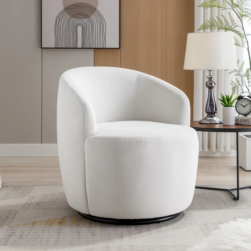 Fauteuil d'appoint pivotant en velours – 1 place, plusieurs couleurs