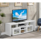 Meuble TV 60" avec portes d'armoire à persiennes et étagères ouvertes – Plusieurs coloris