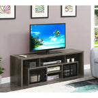 Meuble TV 60" avec portes d'armoire à persiennes et étagères ouvertes – Plusieurs coloris