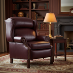 Fauteuil à oreilles inclinable en cuir avec dossier coulissant – 1 place, plusieurs coloris