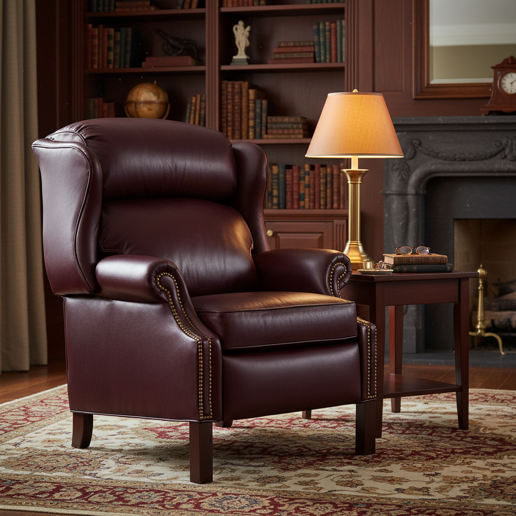 Fauteuil à oreilles inclinable en cuir avec dossier coulissant – 1 place, plusieurs coloris