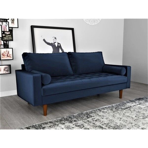 Canapé capitonné en velours de style Mid-Century Modern – 2 places, plusieurs coloris
