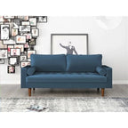 Canapé capitonné en velours de style Mid-Century Modern – 2 places, plusieurs coloris