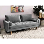 Canapé capitonné en velours de style Mid-Century Modern – 2 places, plusieurs coloris