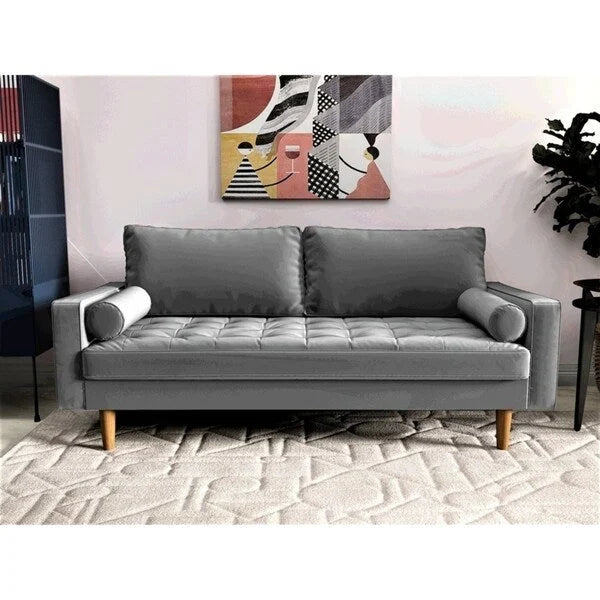 Canapé capitonné en velours de style Mid-Century Modern – 2 places, plusieurs coloris