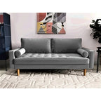 Canapé capitonné en velours de style Mid-Century Modern – 2 places, plusieurs coloris
