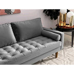 Canapé capitonné en velours de style Mid-Century Modern – 2 places, plusieurs coloris