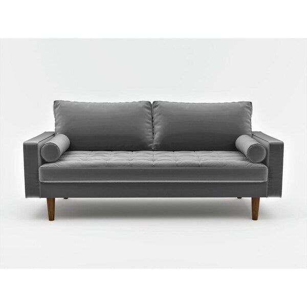 Canapé capitonné en velours de style Mid-Century Modern – 2 places, plusieurs coloris