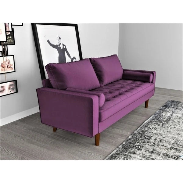 Canapé capitonné en velours de style Mid-Century Modern – 2 places, plusieurs coloris