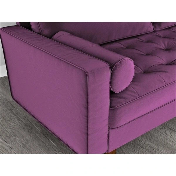 Canapé capitonné en velours de style Mid-Century Modern – 2 places, plusieurs coloris