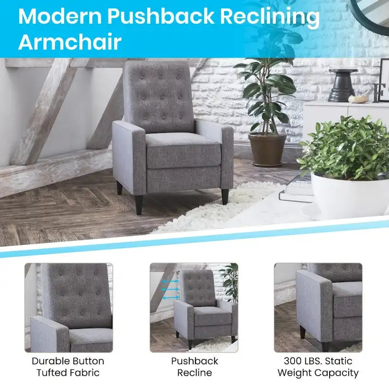Fauteuil inclinable à dossier basculant capitonné – 1 place, plusieurs coloris