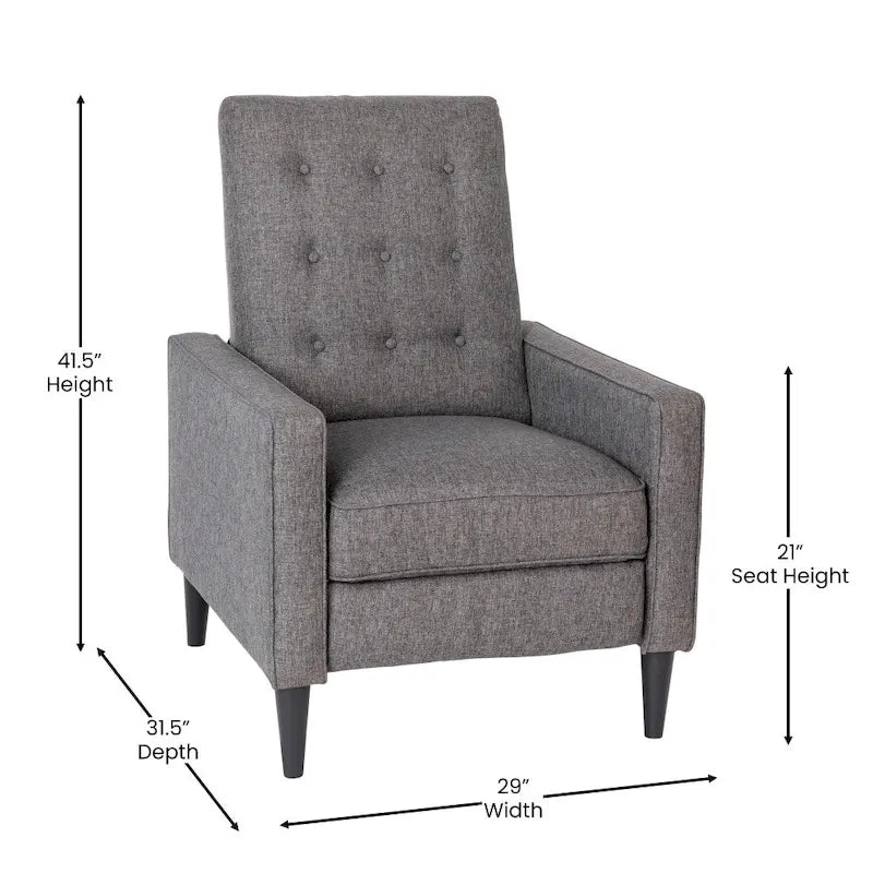 Fauteuil inclinable à dossier basculant capitonné – 1 place, plusieurs coloris
