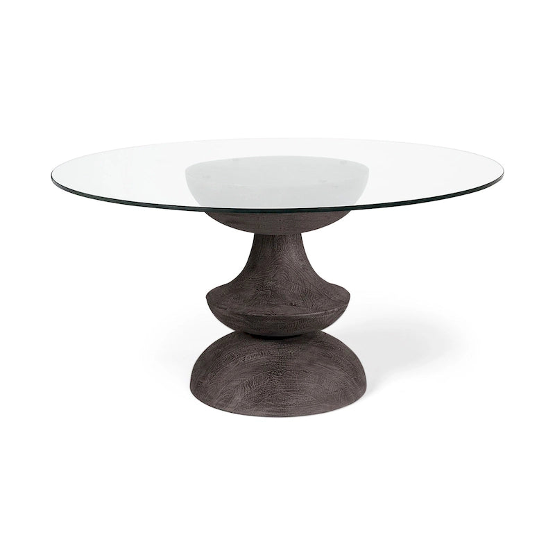 Table à manger ronde sur pied en bois de manguier massif – 6 places, plusieurs coloris