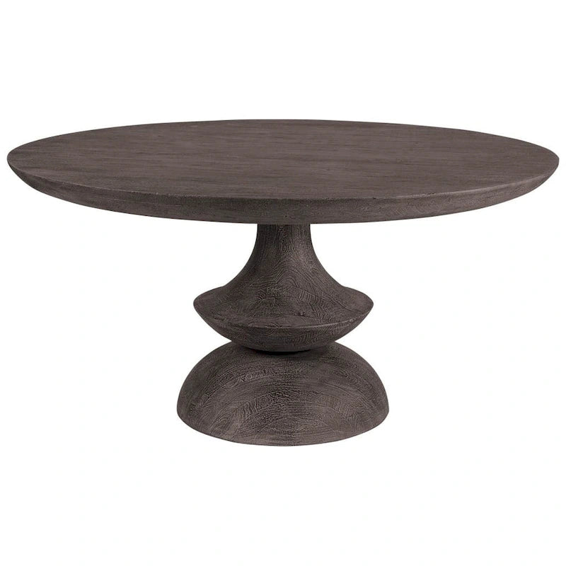 Table à manger ronde sur pied en bois de manguier massif – 6 places, plusieurs coloris