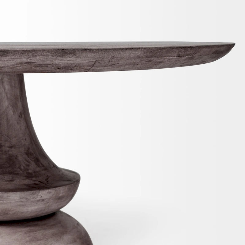 Table à manger ronde sur pied en bois de manguier massif – 6 places, plusieurs coloris