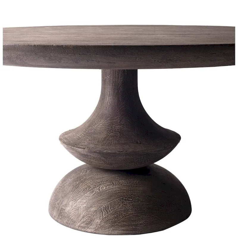 Table à manger ronde sur pied en bois de manguier massif – 6 places, plusieurs coloris