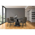 Table à manger ronde sur pied en bois de manguier massif – 6 places, plusieurs coloris