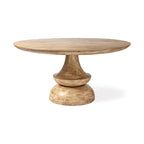 Table à manger ronde sur pied en bois de manguier massif – 6 places, plusieurs coloris
