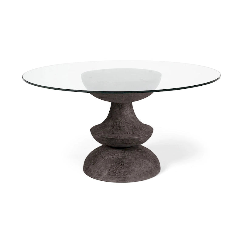 Table à manger ronde sur pied en bois de manguier massif – 6 places, plusieurs coloris