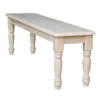 Banc de salle à manger inachevé en bois massif de style campagnard – 2-3 places