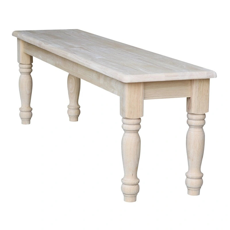 Banc de salle à manger inachevé en bois massif de style campagnard – 2-3 places