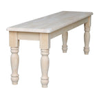 Banc de salle à manger inachevé en bois massif de style campagnard – 2-3 places