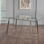 Table à manger rectangulaire en verre transparent et chrome – 6 places