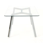 Table à manger rectangulaire en verre transparent et chrome – 6 places
