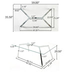 Table à manger rectangulaire en verre transparent et chrome – 6 places