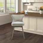 Tabouret de comptoir pivotant à 360° en tissu gris clair / beige / anthracite avec garniture cloutée – 1 place