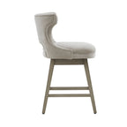 Tabouret de comptoir pivotant à 360° en tissu gris clair / beige / anthracite avec garniture cloutée – 1 place