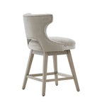 Tabouret de comptoir pivotant à 360° en tissu gris clair / beige / anthracite avec garniture cloutée – 1 place
