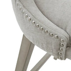 Tabouret de comptoir pivotant à 360° en tissu gris clair / beige / anthracite avec garniture cloutée – 1 place