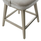Tabouret de comptoir pivotant à 360° en tissu gris clair / beige / anthracite avec garniture cloutée – 1 place