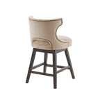 Tabouret de comptoir pivotant à 360° en tissu gris clair / beige / anthracite avec garniture cloutée – 1 place