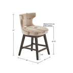 Tabouret de comptoir pivotant à 360° en tissu gris clair / beige / anthracite avec garniture cloutée – 1 place